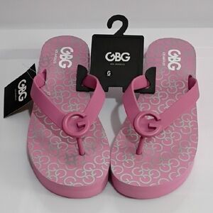 GBG LOS ANGELES PINK WEDGE HEEL PLATFORM THONG SANDALS SIZE 6 NWT